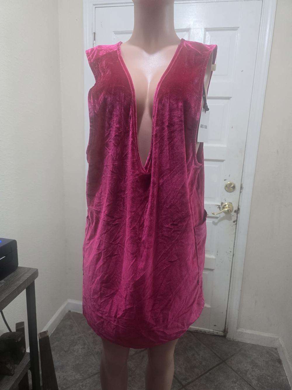 Agnes & Dora Fuchsia Velvet Pinafore Dress - Picture 6 of 9